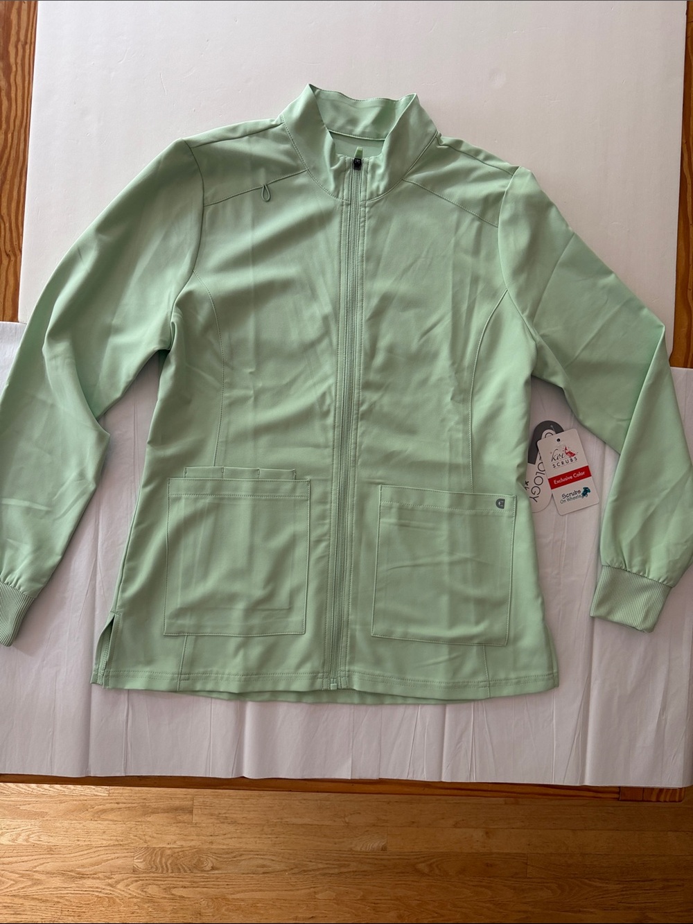Scrubs Lightweight Zip-Front Jacket in Mint Green